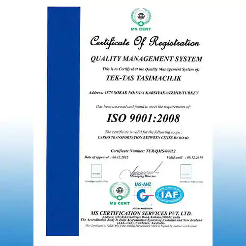 ISO Belgemiz İngilizce